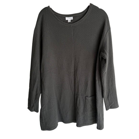 Pure Jill Tops - PURE JILL Charcoal Gray Quilted Cozy Casual Ladies Long Sleeve Pullover, L